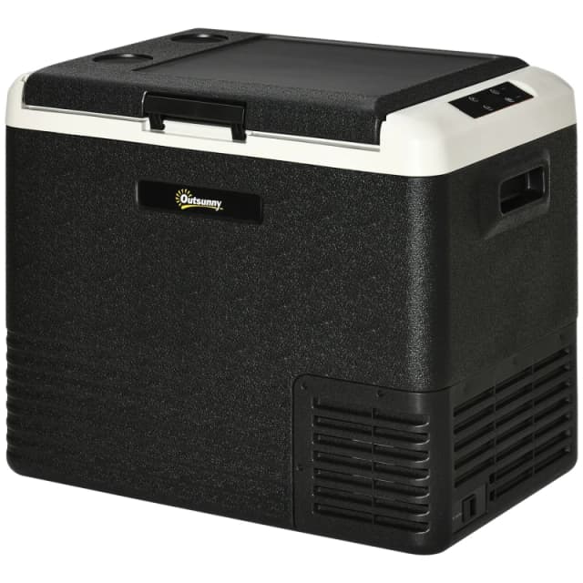 Outsunny 50L Car Refrigerator, Portable Compressor Car Fridge Freezer, Electric Cooler Box w/ 12/24V DC & 110-240V AC down to -20°C Aosom UK