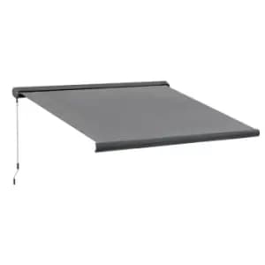 Outsunny 3.5x3M Electric Motorised Awning Door Window Shade W/ Cassette Grey