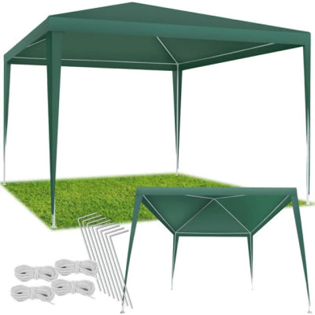 Tectake Gazebo Farah- Water Resistant, Plug-In System, 3X3M 300 X 300 X 250 Cm - Green