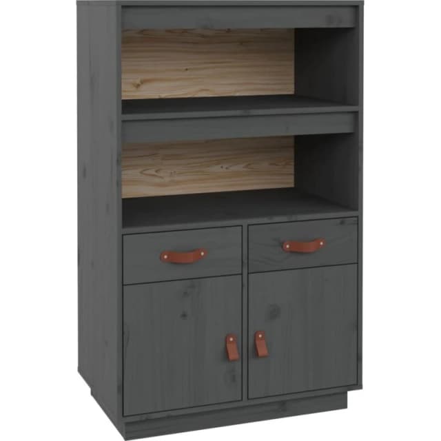 Vidaxl Highboard Grey 67X40X108.5cm Solid Wood Pine, Grey 820159