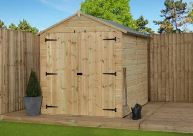 Empire Sheds Empire 9500 Premier Apex Shed Double Door 6X9 Pressure Treated Tongue And Groove Wooden Garden Shed (6' X 9' / 6ft X 9ft) (6X9)