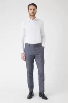 Slim Fit Navy Textured Pow Check Suit Trousers