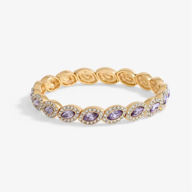 Jon Richard Gold Plated And Lavender Navette Stretch Bracelet Gold