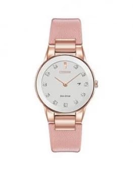 Citizen Eco-Drive Axiom Diamond Pink Leather Strap Ladies Watch