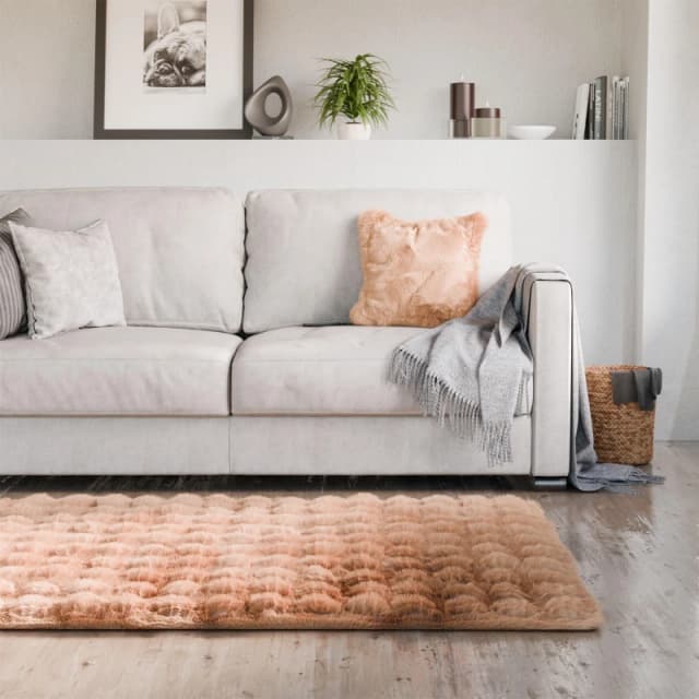 Emma Barclay Fur Area Rug Plush Faux Rabbit Fur Delux Cappucciono unisex 80x150cm