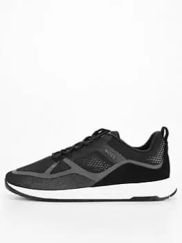 BOSS Titanium Tech Knit Runner Trainers - Black, Size 11, Men