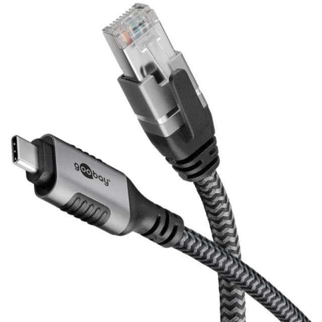 Goobay 70696 cable gender changer USB C RJ-45 Black. Silver