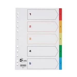 Elite A4 Index 1 5 Polypropylene Multipunched Reinforced Multicolour
