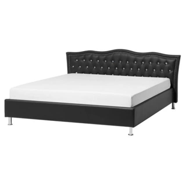 Beliani Bed Faux Leather Metz 160 X 200 Cm (Eu King Size) Black