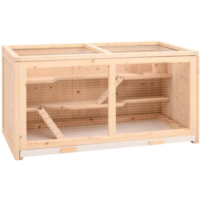 VIDAXL Hamster Cage 104x52x54cm Solid Wood Fir vidaXL 8720845956301
