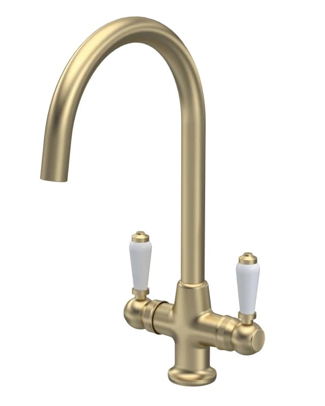 Balterley Traditional Mono Mixer Kitchen Tap with Lever Handles Brushed Brass Bronze
