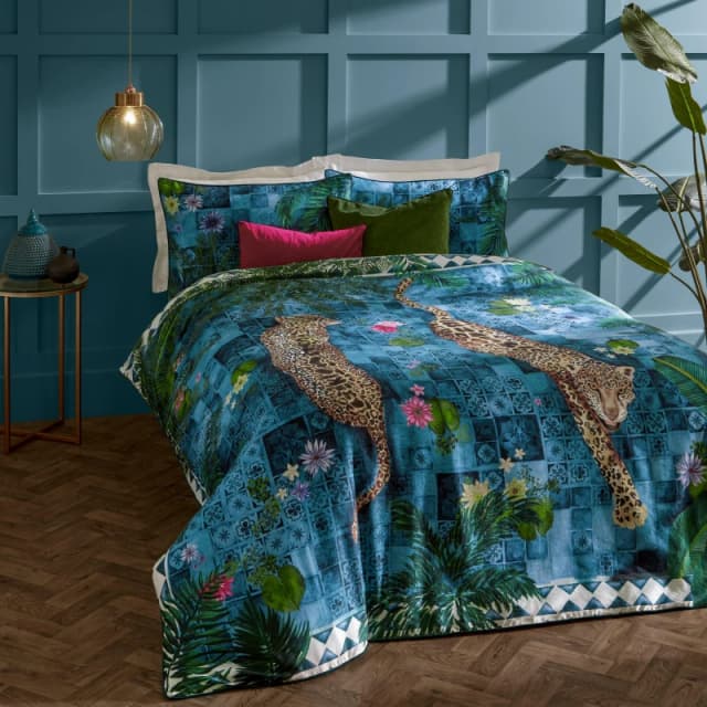 Paoletti Paoletti Majorelle Exotic Duvet Cover Set in Blue Size: Double Blue Double Unisex 5025532817204