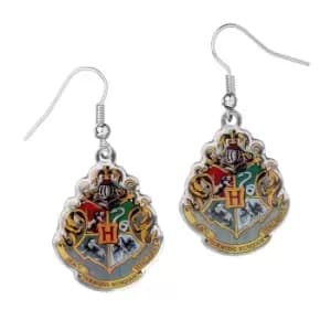 Harry Potter Hogwarts Silver Plated Earrings (One Size) (Multicoloured)