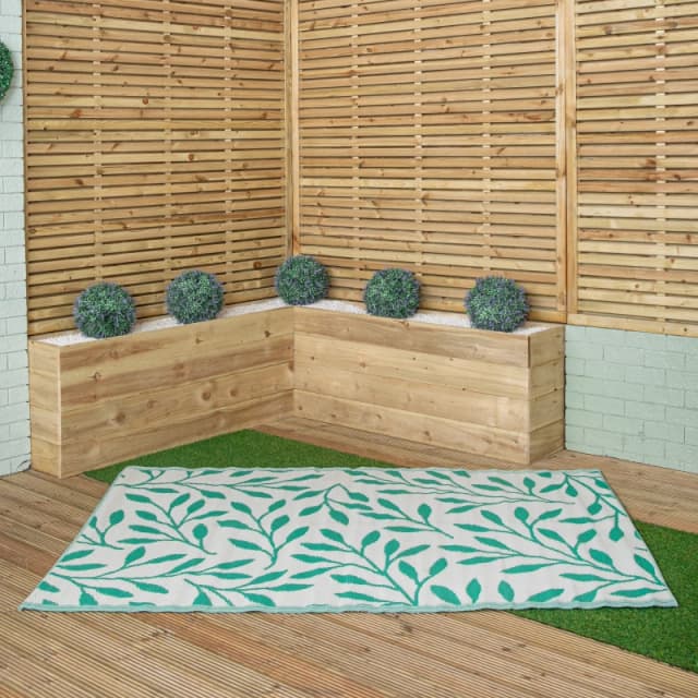 1.5m x 2.1m Green Leaves Large Outdoor Alfresco Patio Rug Mat