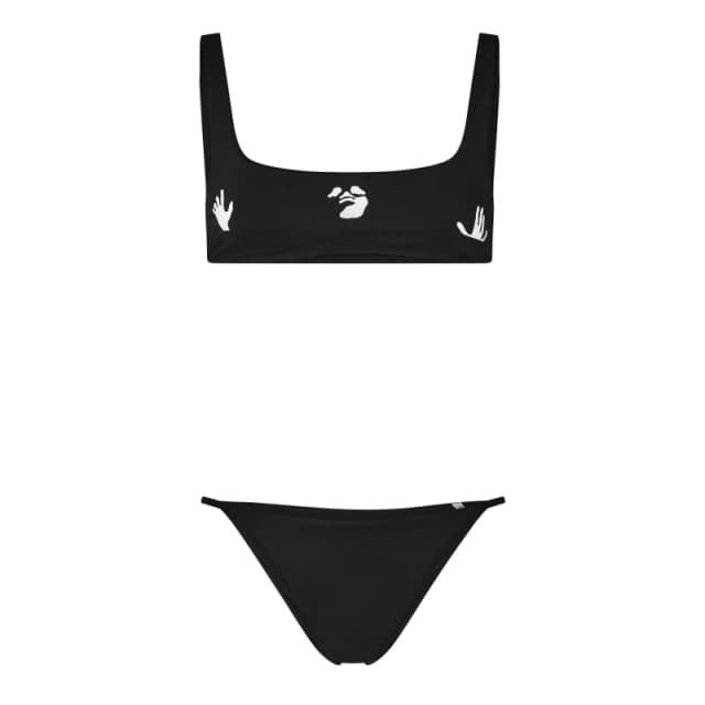 Off White Womens Logo 4-Way Stretch Bikini Set Black White female 4 (36)