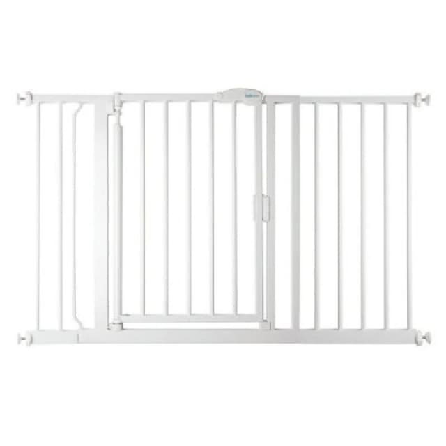 Safetots Pressure Fit Self Closing Stair Gate, 125.4Cm - 132.4Cm, White, Auto Closing Baby Gate, Safety Barrier