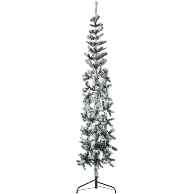 VIDAXL Slim Artificial Half Christmas Tree with Flocked Snow 180cm vidaXL 8720287001096