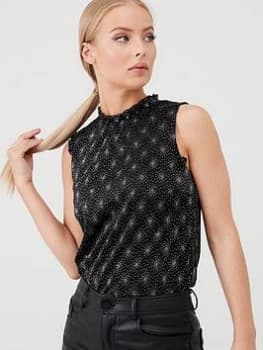 Oasis Pretty Foil Mesh Piecrust Top - Black Size M Women