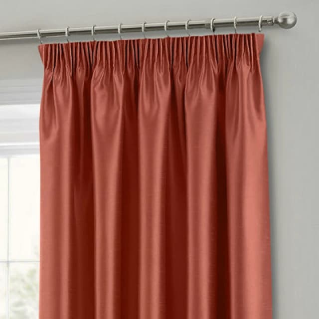 Intimates Faux Silk Pencil Pleat Curtains - Copper
