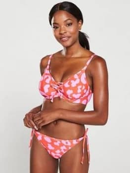 Pour Moi Island Escape Underwired Rope Bikini Top - Red Pink, Red/Pink, Size 32C, Women
