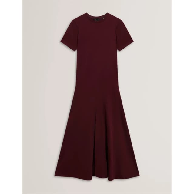 Ted Baker Womens Mixed Midi Tea Dress Oxblood female 8 (XS)