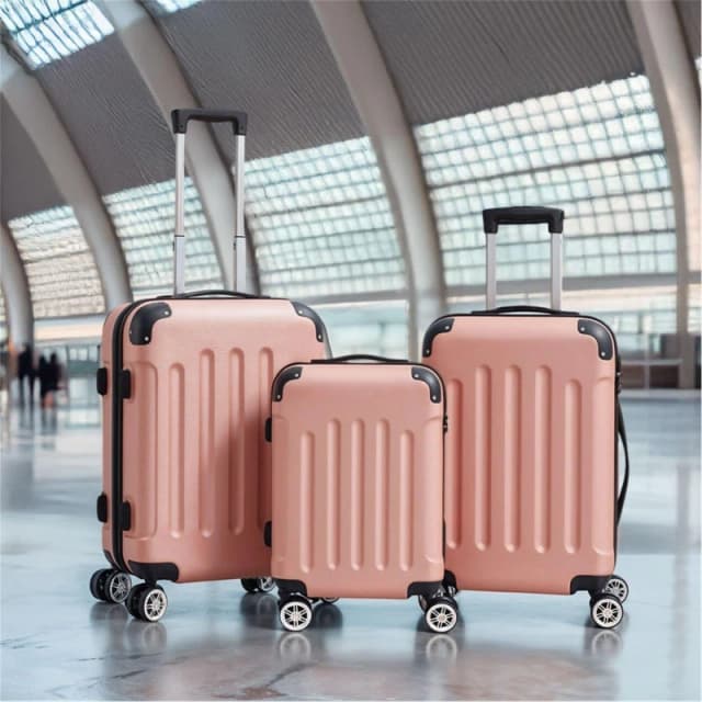 SHEONLY 3Pcs Travel Suitcase Set with TSA lock Pink unisex One size