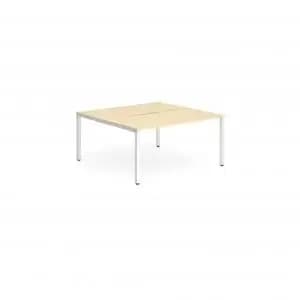 B2B White Frame Bench Desk 1200 Maple 2 Pod