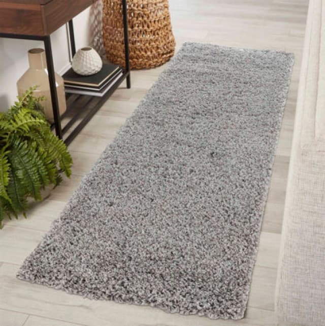 Desire Rugs Plain Living Room Shaggy Area Rugs Grey Runner 60X220 Cm