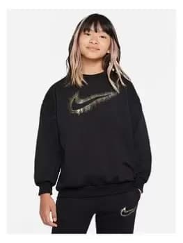 Nike Older Girls Style Essentials Crew - Black, Size S=8-10 Years, Women