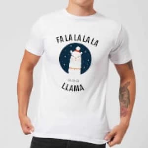 Fa La La La Llama Mens Christmas T-Shirt - White - 3XL