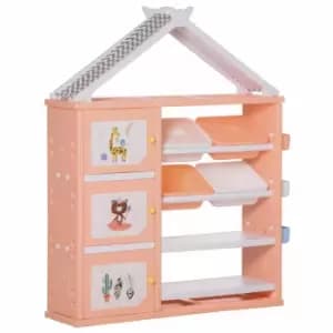 Homcom Kids Storage Unit Toy Box Organiser Book Shelf W/ Multiple Storage Space Orange