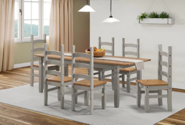 MERCERS FURNITURE Mercers Furniture - Corona Grey Wax Large Extending Dining Table & 6 Chairs 5060765291407