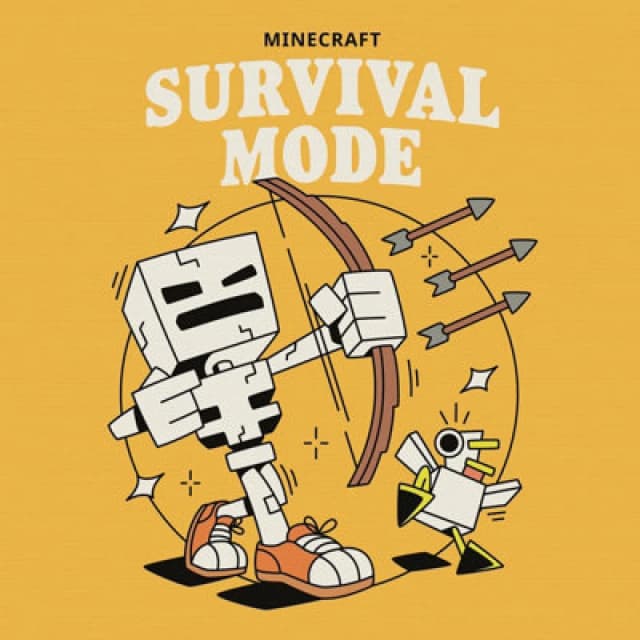 Minecraft Minecraft Survival Mode Framed Canvas Print in Yellow Yellow One Size Unisex 5063652187913