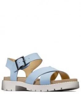 Clarks Orinoco Strap Leather Flat Sandal - Sky Blue, Sky Blue, Size 4, Women