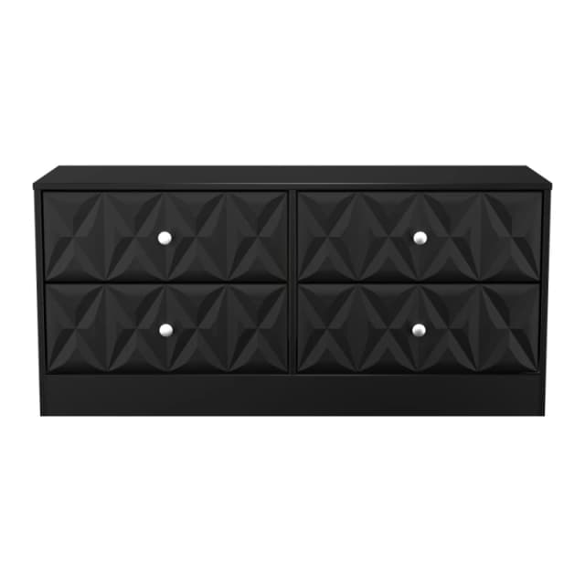 Genoa Ready Assembled Matt Black 4 Drawer Wide Chest (H)521mm (W)1146mm (D)395mm