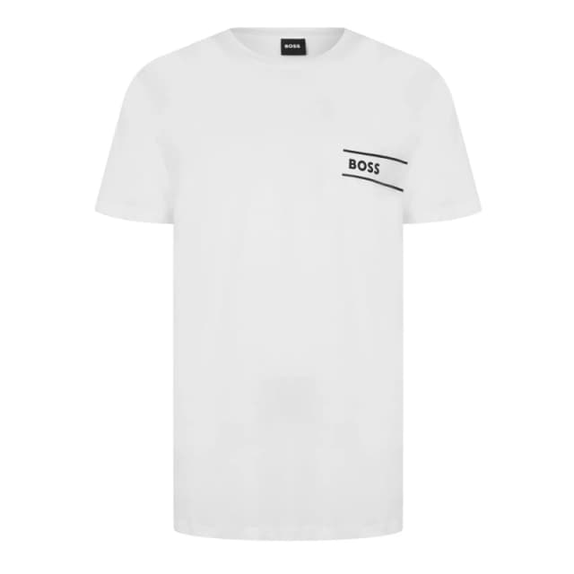 Boss Logo Crew Neck T Shirt - White White XL