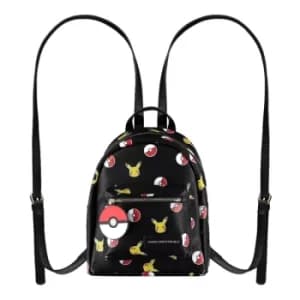 POKEMON Pika & Pokeball All-Over Print Mini Backpack, Female, Black (MP481725POK)
