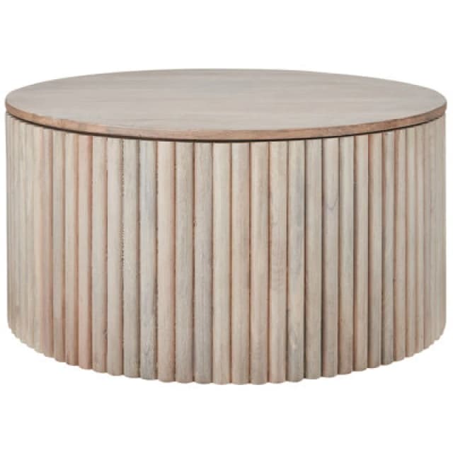 Beliani Coffee Table Kirkwood Mango Wood Light Brown With Storage