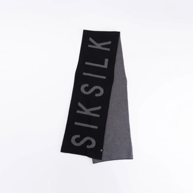 SikSilk Black Knitted Scarf Mens Black One Size