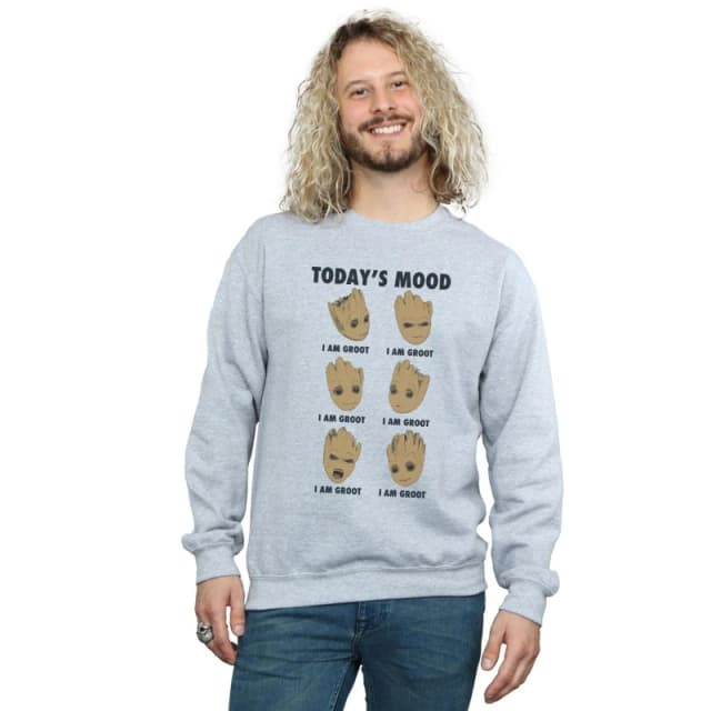 Marvel Marvel Men Guardians Of The Galaxy Groot Today's Mood Sweatshirt in Grey Size: Small Grey S Male 5057864040180