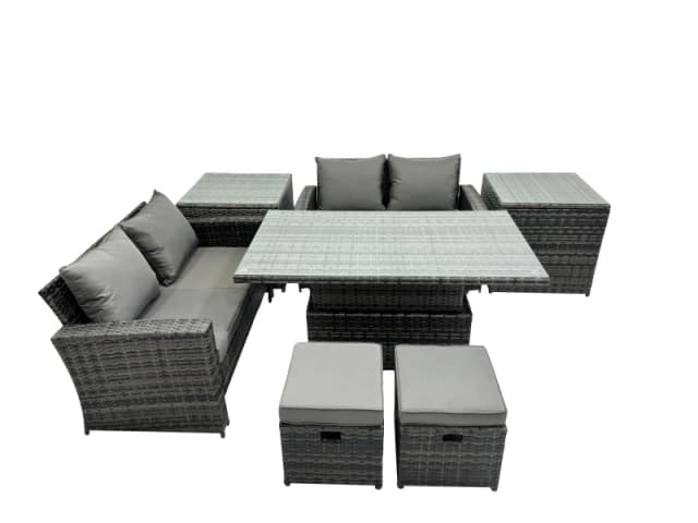 Fimous Outdoor Love Sofa Set 6 Seat Rattan Garden Furniture Set & in Dark Grey Dark Grey Unisex