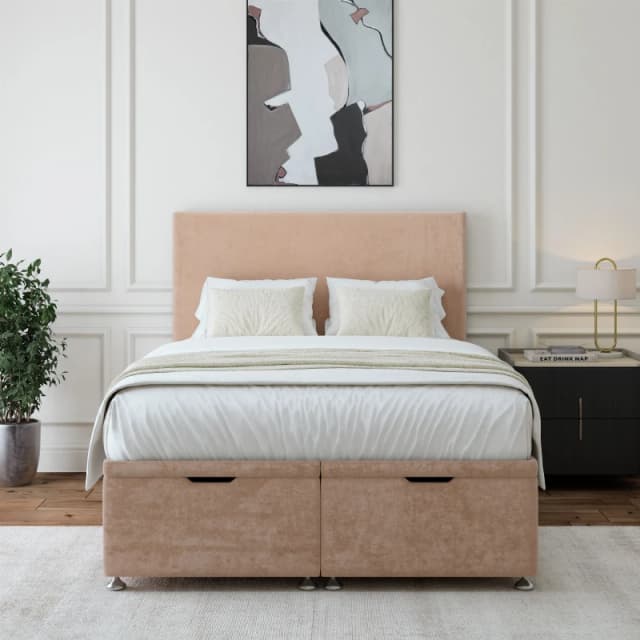 Bedmaster Bedmaster Luxury Velvet Ottoman Divan Base And Plain Headboard in Light Brown Size: Super King Light Brown Super King Unisex 7867868850122
