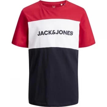 Jack and Jones & Jones Logo Blocking T-Shirt - Tango Red