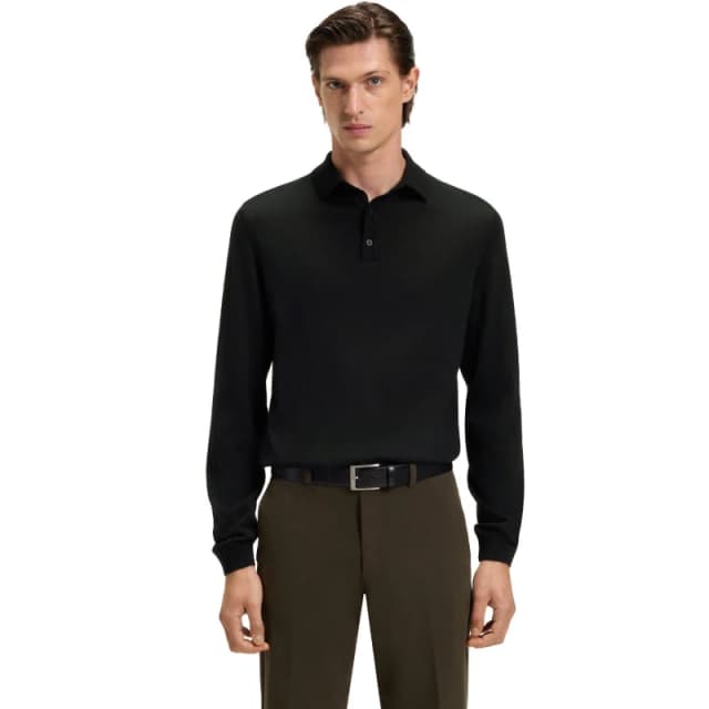 Boss Mens Lancione Long-Sleeve Polo Black male S