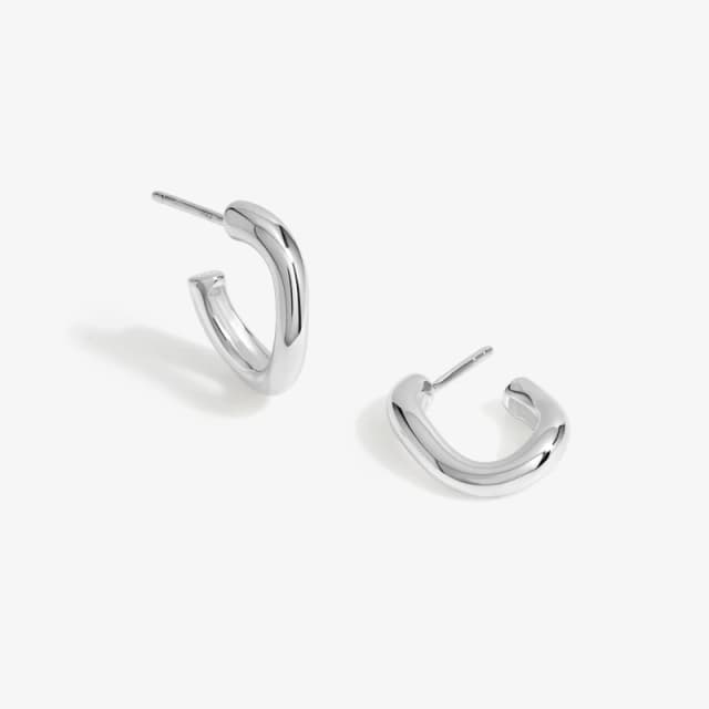 Simply Silver Sterling Silver 925 Polished Curve Twist Hoop Earrings Silver