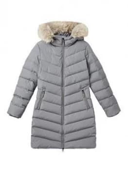 Calvin Klein Jeans Long Down Fitted Padded Coat - Cream