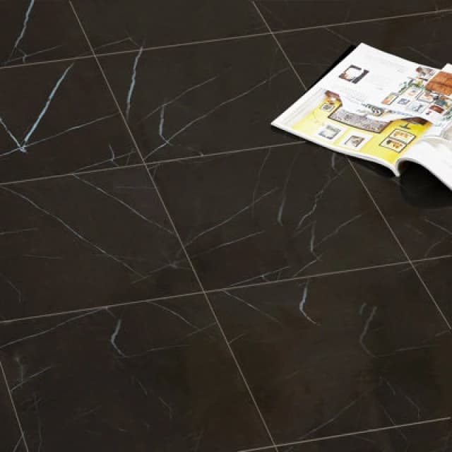 Gr8 Home Matte Black 3.34M² Floor Tiles Self Adhesive Marble Effect Pvc Flooring