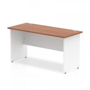 Trexus Desk Rectangle Panel End 1400x600mm Walnut Top White Panels Ref