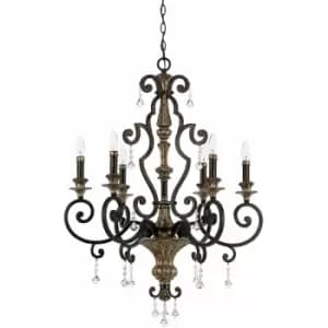 Loops - 6 Bulb Chandelier Hanging Pendant LIght Heirloom LED E14 60W Bulb