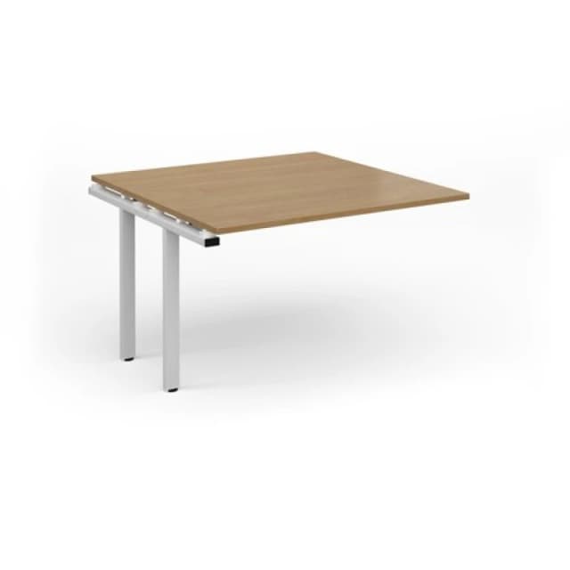 Adapt Adapt boardroom table add on unit 1200mm x 1200mm - white frame, grey oak top EBT1212-AB-WH-GO